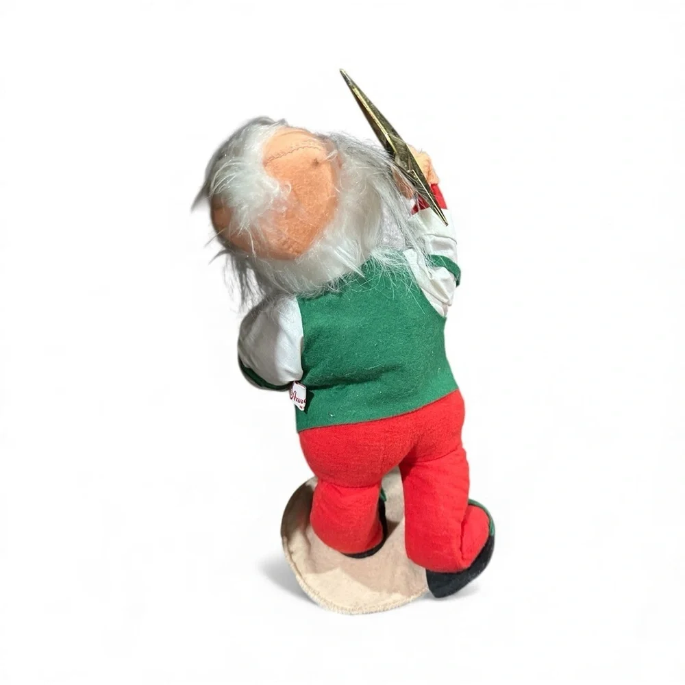 Annalee 1995 Santa w Gold Scissors Vintage Christmas Decor 14” Poseable Doll USA
